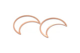 Copper Moon Charm, 6 Raw Copper Crescent Moon Charms With 1 Hole (33x13x0.80mm) M03114