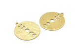 Brass Moon Charm, 6 Textured Raw Brass Moon Phases Charms With 1 Loop (24x22x0.80mm) M02913
