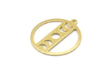 Brass Moon Charm, 6 Textured Raw Brass Moon Phases Charms With 1 Loop (24x22x0.80mm) M02919