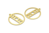 Brass Moon Charm, 6 Textured Raw Brass Moon Phases Charms With 1 Loop (24x22x0.80mm) M02919