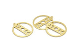 Brass Moon Charm, 6 Textured Raw Brass Moon Phases Charms With 1 Loop (24x22x0.80mm) M02919