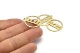 Brass Moon Charm, 6 Textured Raw Brass Moon Phases Charms With 1 Loop (24x22x0.80mm) M02919
