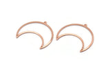 Copper Moon Charm, 4 Raw Copper Crescent Moon Charms With 2 Holes And 1 Loop (35x17x0.80mm) M03105