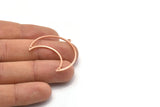 Copper Moon Charm, 4 Raw Copper Crescent Moon Charms With 2 Holes And 1 Loop (35x17x0.80mm) M03105