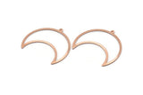 Copper Moon Charm, 4 Raw Copper Crescent Moon Charms With 1 Loop (35x17x0.80mm) M03104