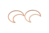 Copper Moon Charm, 4 Raw Copper Crescent Moon Charms With 1 Hole (35x15x0.80mm) M03106