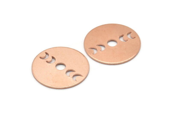 Copper Moon Blank, 4 Raw Copper Moon Phases Stamping Blanks (22x0.80mm) M02934