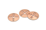 Copper Moon Charm, 4 Raw Copper Moon Phases Charms With 2 Holes (22x0.80mm) M02957