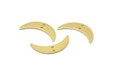 Brass Moon Charm, 8 Raw Brass Crescent Moon Charms With 2 Holes (22x6x0.80mm) M03062