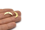 Brass Moon Charm, 8 Raw Brass Crescent Moon Charms With 2 Holes (22x6x0.80mm) M03062
