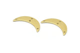 Brass Moon Charm, 8 Raw Brass Crescent Moon Charms With 4 Holes (22x6x0.80mm) M02905