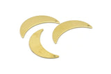 Brass Moon Charm, 6 Raw Brass Crescent Moon Charms With 1 Hole (28x8x0.80mm) M03072