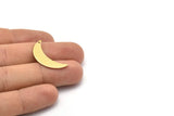 Brass Moon Charm, 6 Raw Brass Crescent Moon Charms With 1 Hole (28x8x0.80mm) M03072