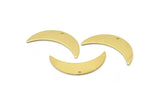 Brass Moon Charm, 6 Raw Brass Crescent Moon Charms With 1 Hole (28x8x0.80mm) M03071