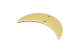 Brass Moon Charm, 6 Raw Brass Crescent Moon Charms With 2 Holes (28x8x0.80mm) M03070