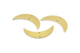Brass Moon Charm, 6 Raw Brass Crescent Moon Charms With 2 Holes (28x8x0.80mm) M03070
