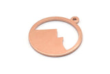 Copper Round Charm, 10 Raw Copper Mountain Shaped Round Charms With 1 Loop, Pendants, Earring Findings (20x18x0.80mm) M03020