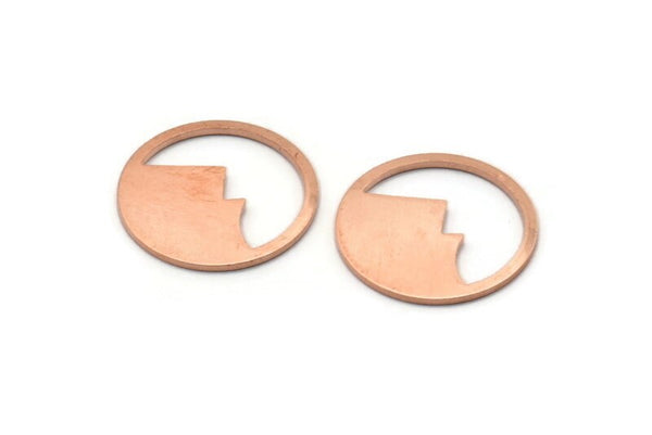 Copper Round Blank, 10 Raw Copper Mountain Shaped Round Blanks, Findings (18x0.80mm) M03019