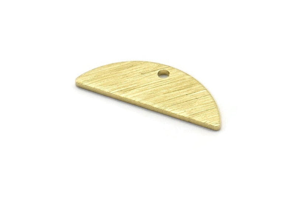Semi Circle Charm, 24 Textured Raw Brass Half Moon Charms With 1 Hole, Blanks, Stamping Blanks (7x18x0.80mm) M03038