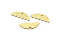Semi Circle Charm, 24 Textured Raw Brass Half Moon Charms With 1 Hole, Blanks, Stamping Blanks (7x18x0.80mm) M03038