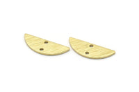 Semi Circle Charm, 24 Textured Raw Brass Half Moon Charms With 2 Holes, Blanks, Stamping Blanks (7x18x0.80mm) M03041