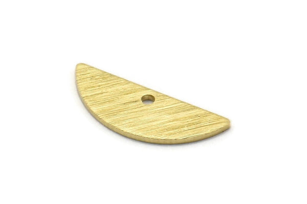 Semi Circle Charm, 24 Textured Raw Brass Half Moon Charms With 1 Hole, Blanks, Stamping Blanks (7x18x0.80mm) M03040