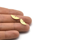 Semi Circle Charm, 24 Textured Raw Brass Half Moon Charms With 1 Hole, Blanks, Stamping Blanks (7x18x0.80mm) M03040