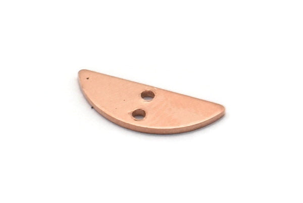 Semi Circle Charm, 24 Raw Copper Half Moon Charms With 2 Holes, Blanks, Stamping Blanks (5x14x0.80mm) M03031