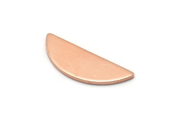 Semi Circle Blank, 12 Raw Copper Half Moon Blanks, Findings, Stamping Blanks (7x18x0.80mm) M03039