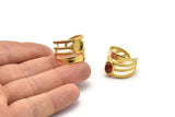 Brass Ring Setting, Raw Brass Duke Ring With 1 Stone Settings - Pad Size 6x8mm N1891