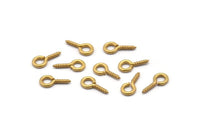 Screw Eye Pin, 100 Raw Brass Screw Hook Eye Pins (10x5mm) A1059