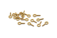 Screw Eye Pin, 100 Raw Brass Screw Hook Eye Pins (10x5mm) A1059