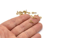 Screw Eye Pin, 100 Raw Brass Screw Hook Eye Pins (10x5mm) A1059