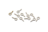Screw Eye Pin, 100 Silver Tone Brass Screw Hook Eye Pins (10x5mm) A1054