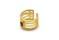 Pirinç Yüzük Ayarı, 1 Taş Ayarlı Ham Pirinç Duke Yüzük - Ped Boyutu 6x4mm N1925