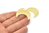 Brass Moon Charm, 4 Raw Brass Moon Crescent Charms With 1 Hole (35x15x0.80mm) M03050