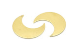 Brass Moon Charm, 4 Raw Brass Moon Crescent Charms With 1 Hole (35x15x0.80mm) M03049