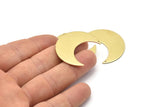 Brass Moon Charm, 4 Raw Brass Moon Crescent Charms With 1 Hole (35x15x0.80mm) M03049
