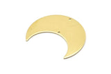 Brass Moon Charm, 4 Raw Brass Moon Crescent Charms With 2 Holes (35x15x0.80mm) M03048