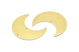 Brass Moon Charm, 4 Raw Brass Moon Crescent Charms With 2 Holes (35x15x0.80mm) M03048