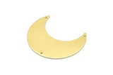Brass Moon Charm, 4 Raw Brass Moon Crescent Charms With 3 Holes (35x15x0.80mm) M03047