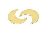 Brass Moon Charm, 4 Raw Brass Moon Crescent Charms With 4 Holes (35x15x0.80mm) M03052