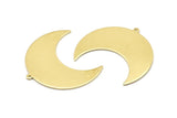 Brass Moon Charm, 4 Raw Brass Moon Crescent Charms With 1 Loop (35x17x0.80mm) M03057