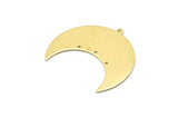 Brass Moon Charm, 4 Raw Brass Moon Crescent Charms With 1 Loop And 3 Holes (35x17x0.80mm) M03053