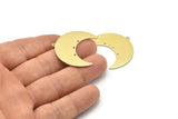 Brass Moon Charm, 4 Raw Brass Moon Crescent Charms With 1 Loop And 3 Holes (35x17x0.80mm) M03053
