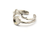 Silver Ring Setting, 2 Silver Tone Brass Moon And Planet Ring With 1 Stone Settings - Pad Size 6mm N1275 H0168