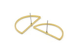 Semi Circle Earring, 12 Raw Brass Semi Circle Stud Earrings (30x15mm) D011 A1150