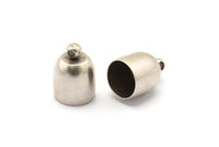 Silver Brass End Cap, 10 Antique Silver Brass End Cap, Cord Tip Cord End (9.7x13.7mm) - Bs-1665