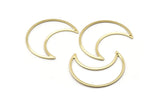 Brass Moon Charm, 4 Raw Brass Moon Crescent Charms With 1 Hole (35x15x0.80mm) M03064