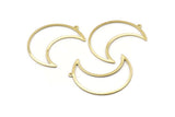 Brass Moon Charm, 4 Raw Brass Moon Crescent Charms With 1 Loop (37x15x0.80mm) M03066